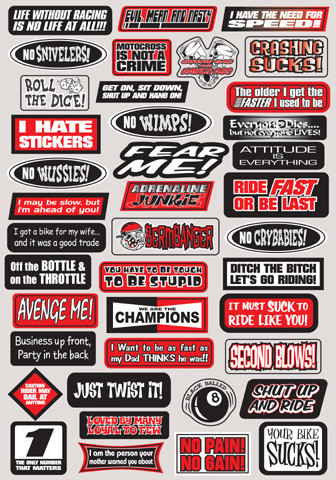Factory Effex Fx 2015 Sponsor/Logo Sticker Sheets Fun Phrases Sticker Kit