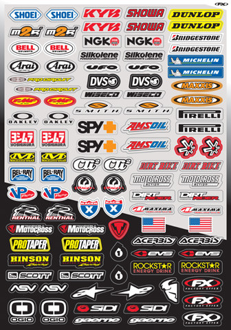 Factory Effex Fx 2015 Sponsor/Logo Sticker Sheets Micro Sponsor Kit