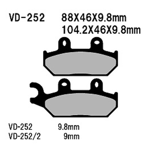 Vesrah Semi-Metallic Brake Pads Vd-252 VD-252