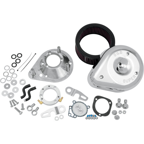 S&S Cycle Teardrop Air Cleaner Kit - Chrome 17-0448 S&S Cycle Teardrop Air Cleaner Kit - Chrome 17-0448