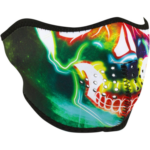 Zan Headgear Neoprene Half Mask - Neon Electric Skull Wnfm098H Zan Headgear Neoprene Half Mask - Neon Electric Skull Wnfm098H