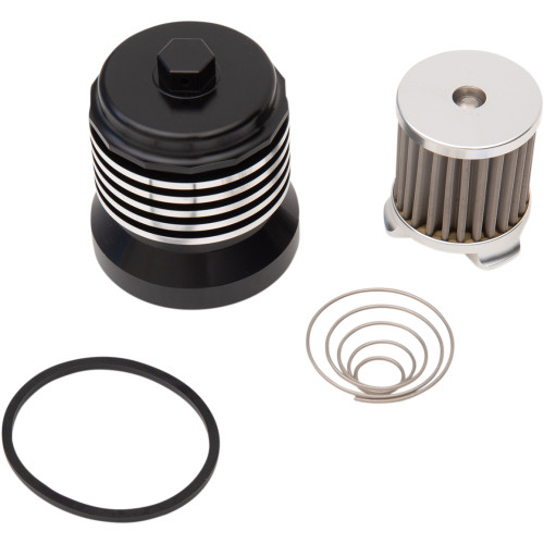 Pc Racing Flo "Spin-On" Oil Filter - Black With Polished Fins - Aprilia/Bmw/Buell/H-D/Moto Guzzi/Yamaha Pcs4Bc