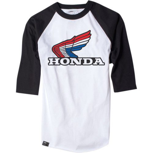 Factory Effex Vintage Honda Baseball T-Shirt - White/Black - Large 17-87334