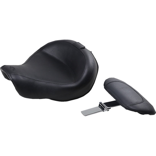 Mustang Wide Solo Seat - With Backrest - Vintage - Black - Smooth - Fxd '06-'17 79358 Mustang Wide Solo Seat - With Backrest - Vintage - Black - Smooth - Fxd '06-'17 79358