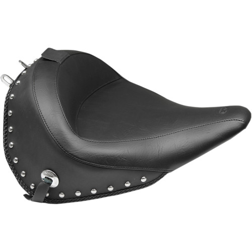 Mustang Wide Solo Seat - With Backrest - Black - Studded W/Concho 79915 Mustang Wide Solo Seat - With Backrest - Black - Studded W/Concho 79915