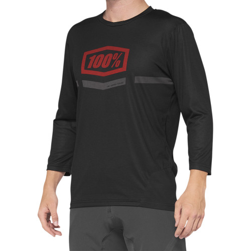 100% Airmatic 3/4 Sleeve Jersey - Black/Red - Large 40018-00007 100% Airmatic 3/4 Sleeve Jersey - Black/Red - Large 40018-00007