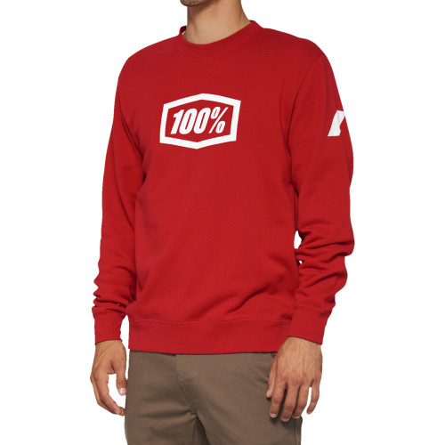 100% Icon Long-Sleeve Fleece Sweatshirt - Red - Xl 20026-00013