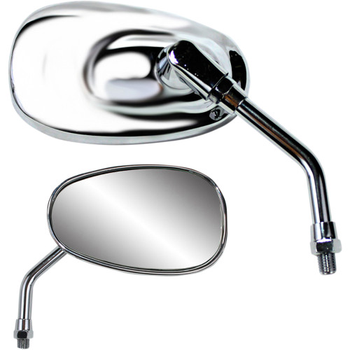 Parts Unlimited Mirror - American-Style/Mini - Side View - Oval - Chrome - 4-3/4" - Each