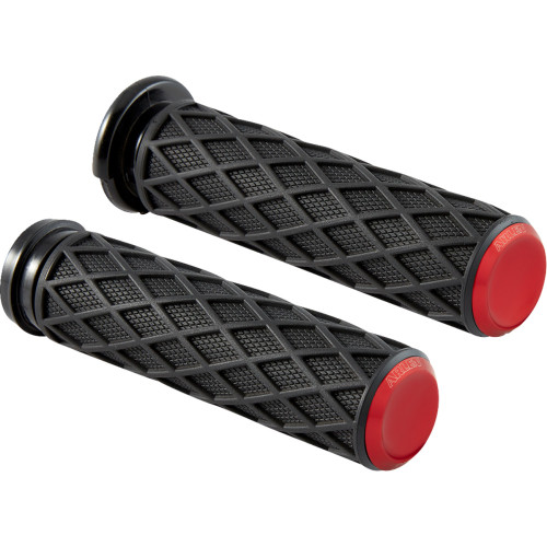 Arlen Ness Grips - Diamond - Tbw - Red 500-017 Arlen Ness Grips - Diamond - Tbw - Red 500-017