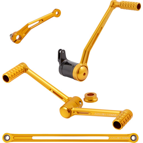 Arlen Ness Speedliner Foot Control Kit W/ Heel/Toe Shifter - Gold 420-101 Arlen Ness Speedliner Foot Control Kit W/ Heel/Toe Shifter - Gold 420-101