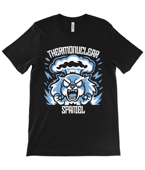 "Thermonuclear Spaniel" Blue T-Shirt