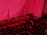 Antique Edwardian 1920 Fuchsia Rayon Silk Fringe Shawl Wrap