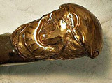 Art Nouveau Wood Gold Plated Cane Parasol Handle