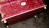 19th Century Victorian Engraved Plush Velvet Sewing Box Thread Tray 