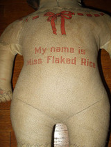 Advertising Early 1900 Miss Flaked Rice Printed Cloth Doll