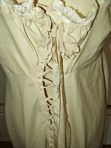 Antique Edwardian 1920s Ivory Silk Crepe Chiffon Embroidery Bobbin Lace Wedding  Dress 