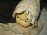 Antique Victorian Edwardian Children Fancy  Cream Silk Baby Bonnet Ruffle 