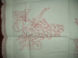Antique Victorian Turkey Redwork Embroidery Sham Pillow Topper Grape Motif