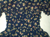 Victorian Blue Challis Children Baby Doll  Antique Dress Floral Print Fabric 