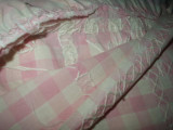 Antique Victorian Edwardian Pillow Cover Pink Check Chicken Scratch Embroidery 