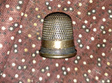 19th Century Child Thimble Antique Brass Silver Metal Sewing