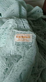 Vintage Wool Knit Baby Shawl Blanket Altman NY Made In England Tag