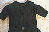 Victorian 1890s Doll Dress Green Wool Taffeta Inset AS IS