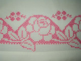 Vintage 1940 1950 Rose Cross Stitched Embroidery Single Pillowcase