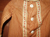 Antique Civil War Brown Calico Doll  Dress China Buttons Border Print Fabric