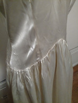 1930s Wedding  Formal Evening Party Long Satin Dress Beads Rhinestone Bow Bodice