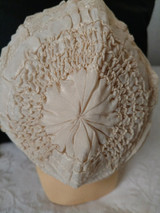 1920s Silk Lace Baby Bonnet Padded Lining Children Vintage 