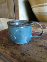Stencil My Girl Blue Tin Cup Primitive 19th Century  Americana Toleware