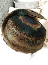 Vintage 1920s Pheasant Hat Millinery Colorful Feathers Silk Lining