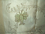 Antique Victorian Gold Metallic White Silk Embroidery Pillow Top Cover