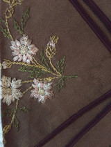 Society Silk Embroidery Napkin Holder  Linen Ribbon 1880s  Victorian