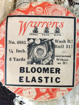 Antique Warrens Bloomer Elastic Sewing Notion Advertising Bolt Spool Roll