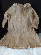 1880's Brown Homepun Child's Dress Button Front  Antique Children