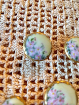 Antique Handpainted Collar Button Cuff Studs China Ceramic 5 Lot