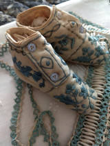 Civil War Baby Shoes Booties Hand Embroidery Silk Thread China Buttons