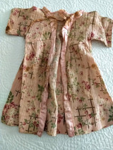 Vintage Doll Dressing Gown Robe Dress Pink Crinkle Cloth Flowers 1930s