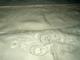 Victorian 1900 Linen Bedspread Covering Bolster Sham Embroidery Cutwork