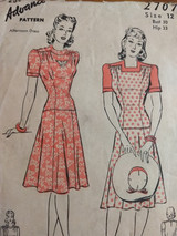 1940s Vintage Advance Dress Pattern 2707 War Years Size 12