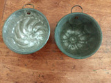 2 Copper Food Mold Tin Lined Aspic Baking  Antique Kitchenware 1900s