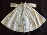 Doll Dress 1900 Primitive Stripe Blue Gray White China Bisque