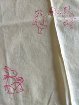 2 Muslin Embroidery Kitchen Dish Towel 1930s 1950s