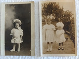 Victorian 4 Photos Postcards Kids Wearing Hats Bonnet 1900s