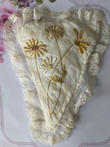 Society Silk Embroidery Sachet ~ Tiny Envelope Floral Embellishment Victorian 1900s Vintage