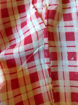 Vintage Mattress Tick Cover Red White Plaid Cotton Check 1900s