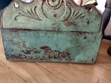 Primitive Tin Comb Case Original Green Paint Wall Hanging Antique 1900s