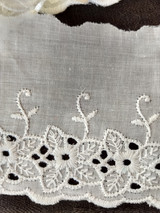 Vintage Eyelet Trim White Cotton Yardage 1900s Embroidery Edging Sewing